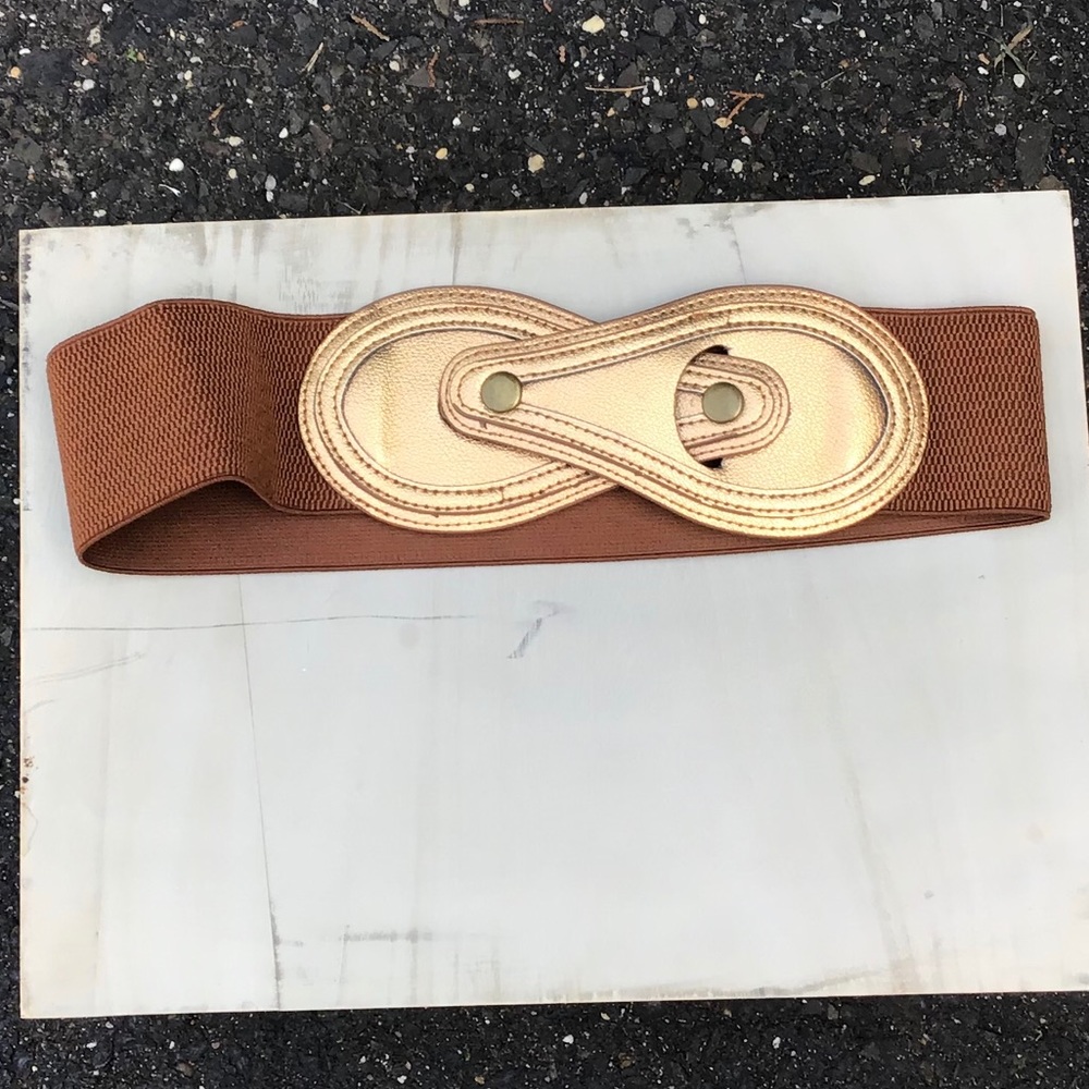 Copper elastic brown snap belt OS stretchy